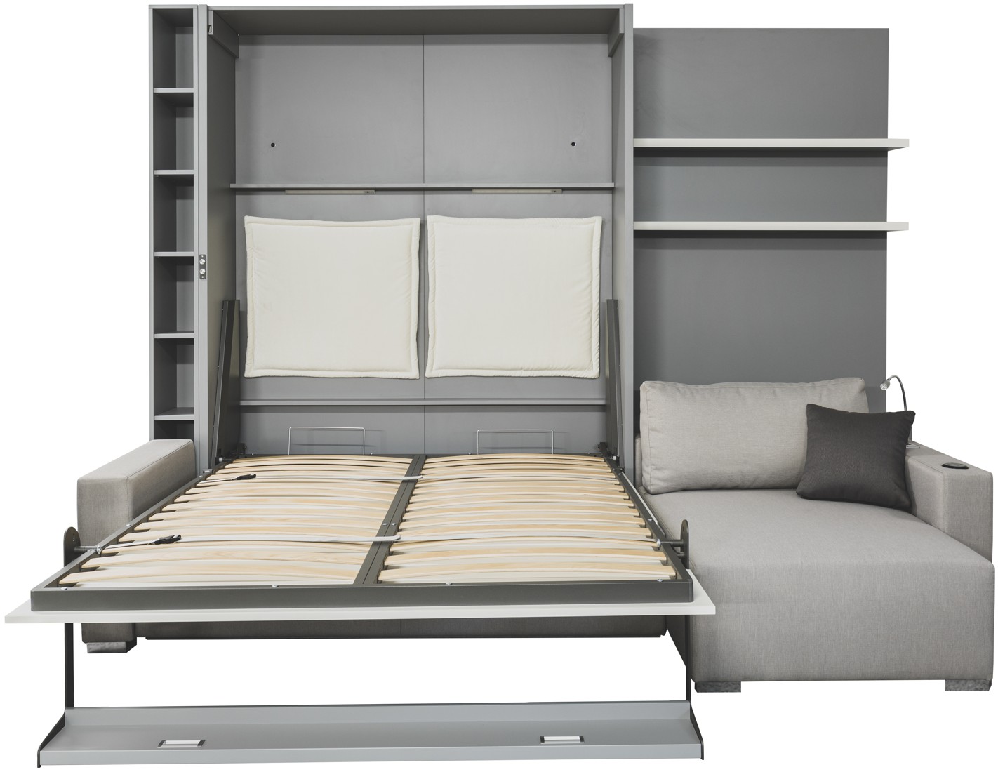Elektrisches Schrankbett Wandbett mit Ecksofa Corto Elektra L Linea MK-1 LW Claims