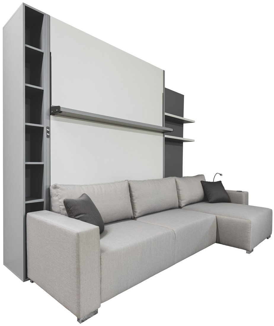 Elektrisches Schrankbett Wandbett mit Ecksofa Corto Elektra L Linea MK-1 LW Claims