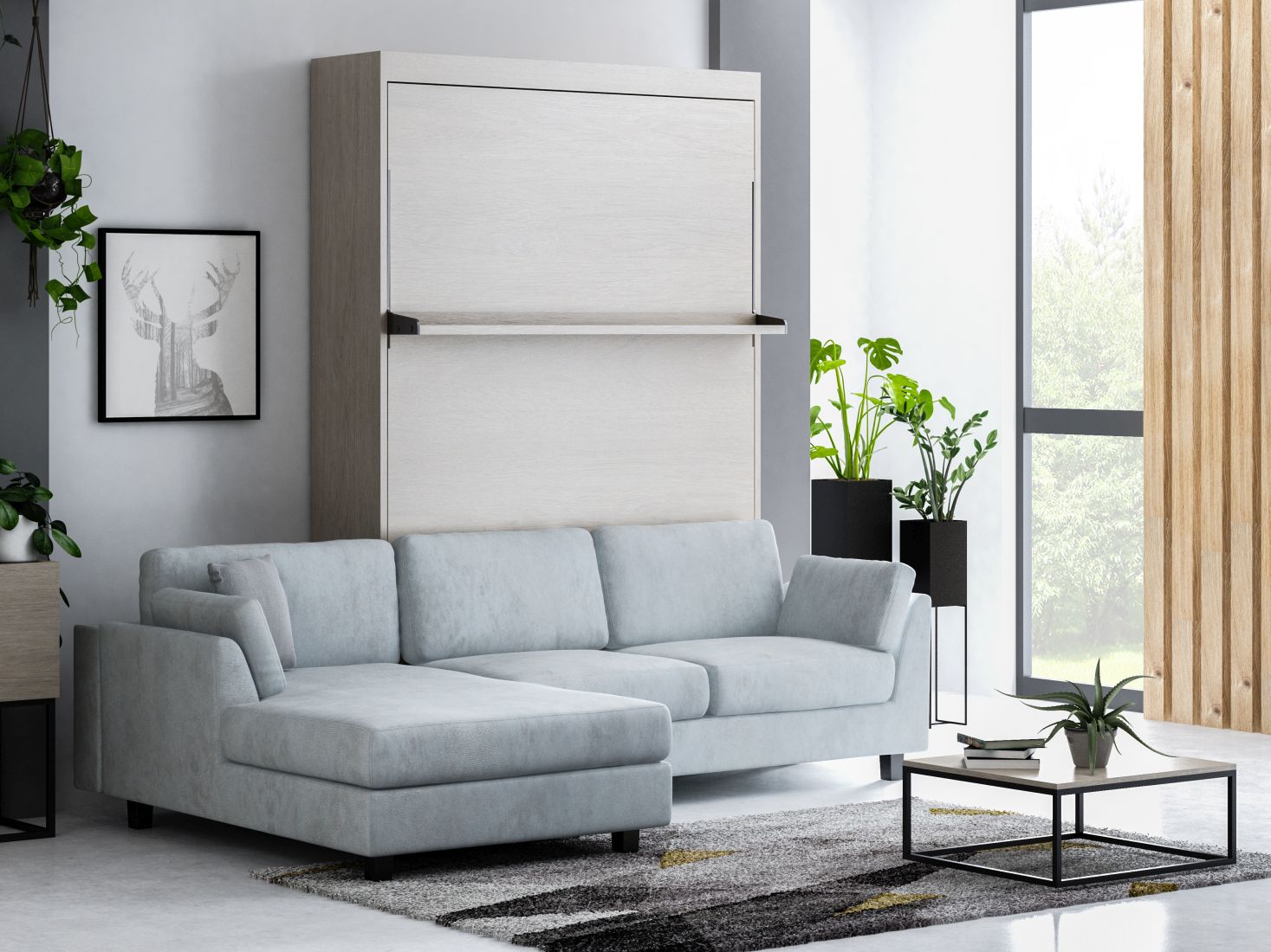 Schrankbett Wandbett mit Ecksofa Leggio Alto LW Claims