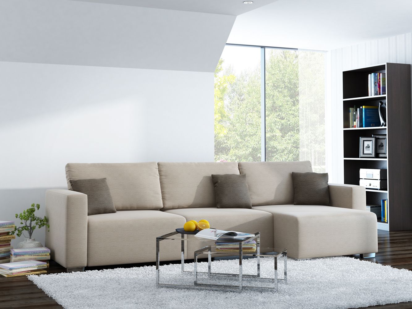 2-Sitzer Ecksofa Leggio LW mit Bettkasten und Ottomane