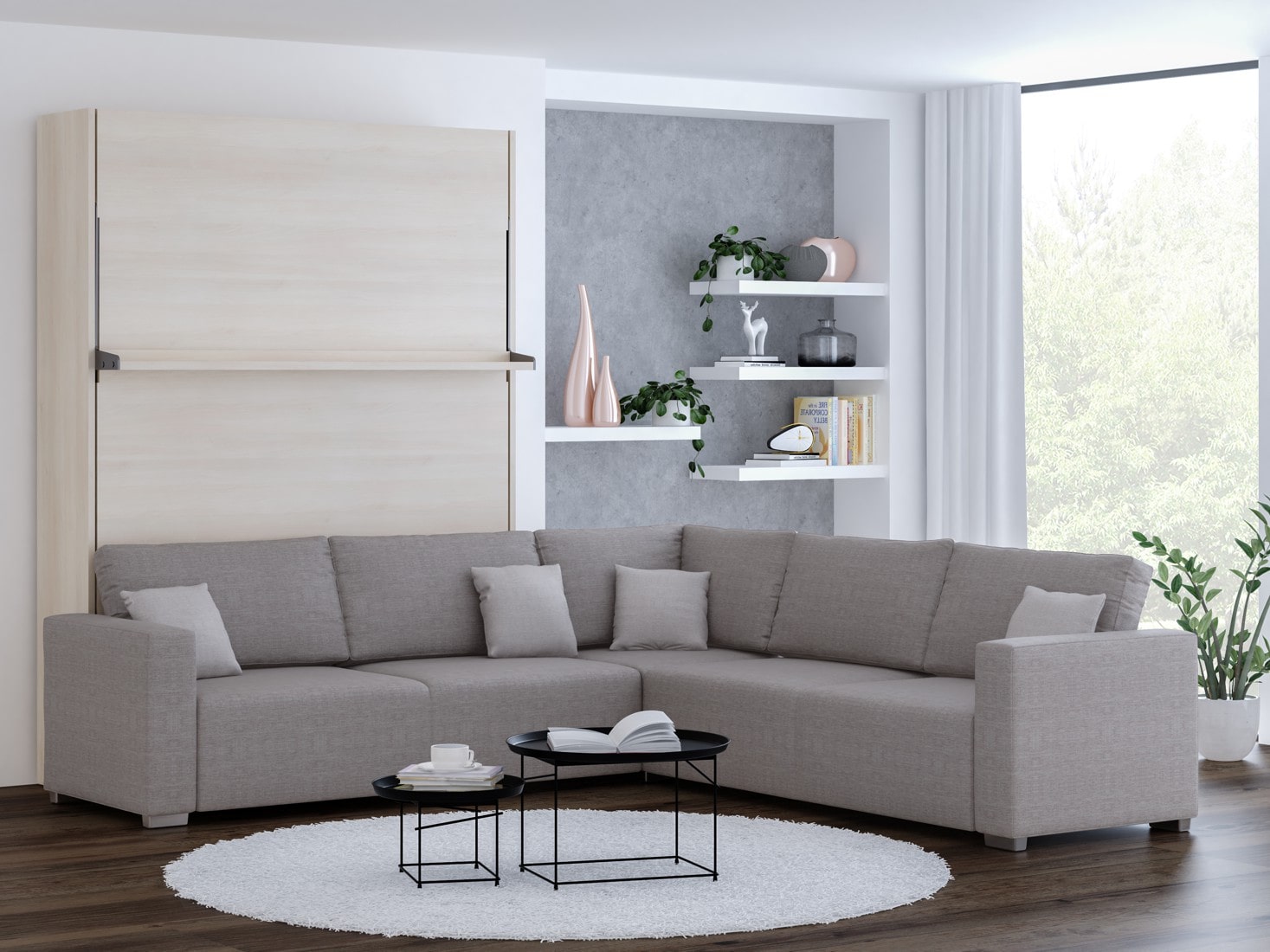 Schrankbett Wandbett mit Ecksofa Corto MK I STD-STD Premium PM & PG