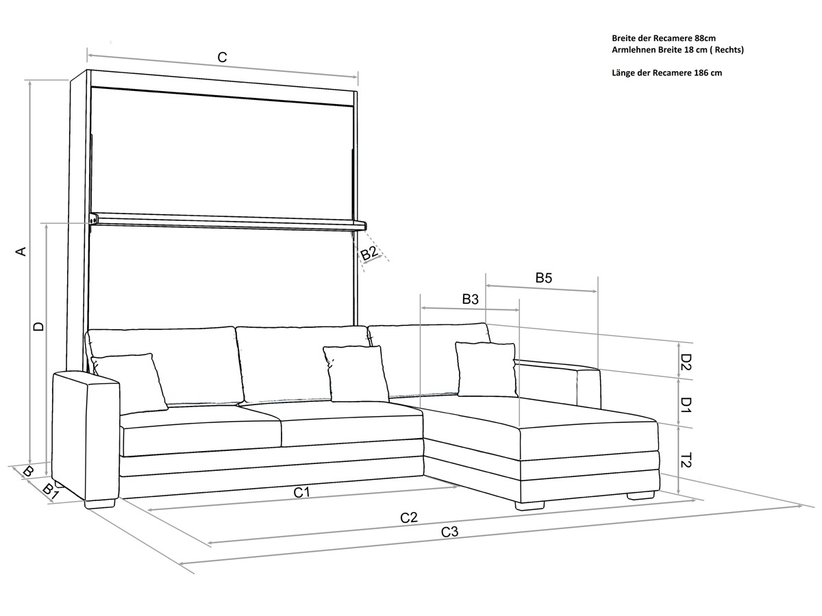 Schrankbett Wandbett Leggio Linea MK II mit Recamiere Advantage