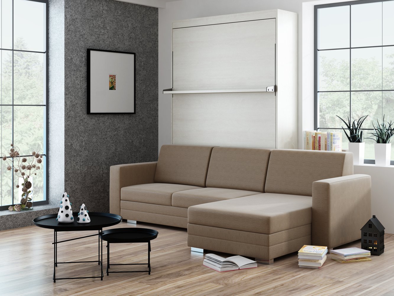 Schrankbett Wandbett mit Ecksofa Leggio Linea Tondo LW Premium PM & PG