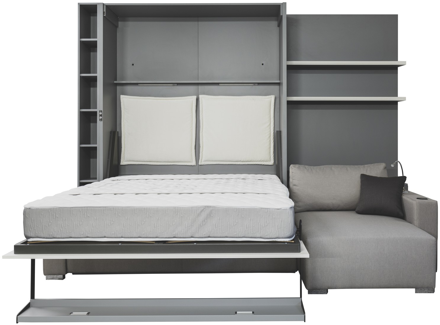 Elektrisches Schrankbett Wandbett mit Ecksofa Corto Elektra L Linea MK-1 LW Claims