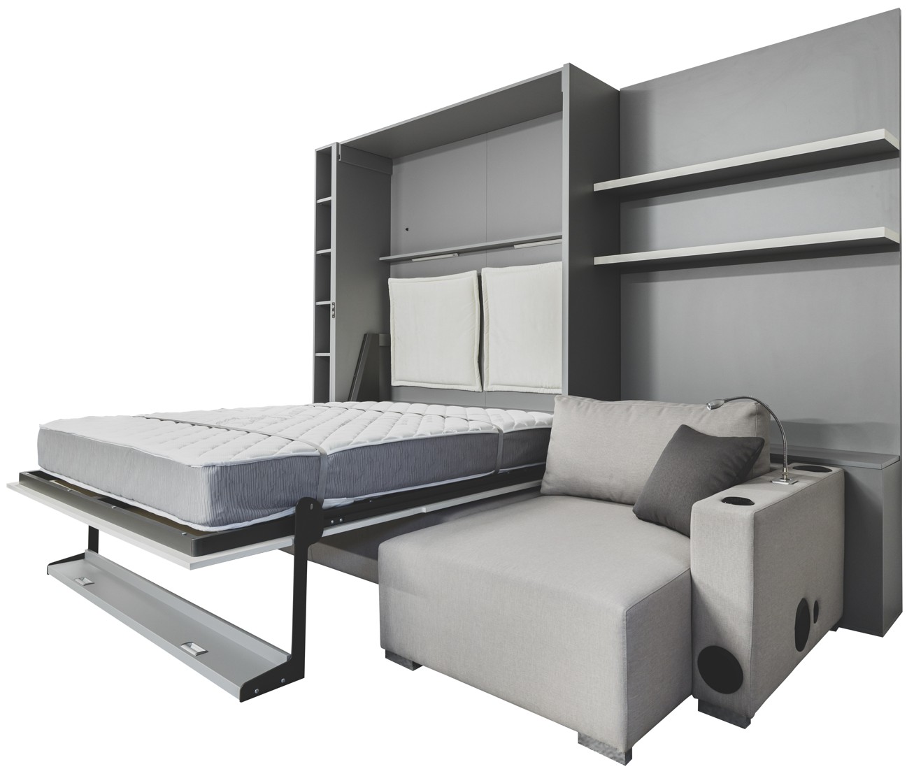 Elektrisches Schrankbett Wandbett mit Ecksofa Corto Elektra L Linea MK-1 LW Claims